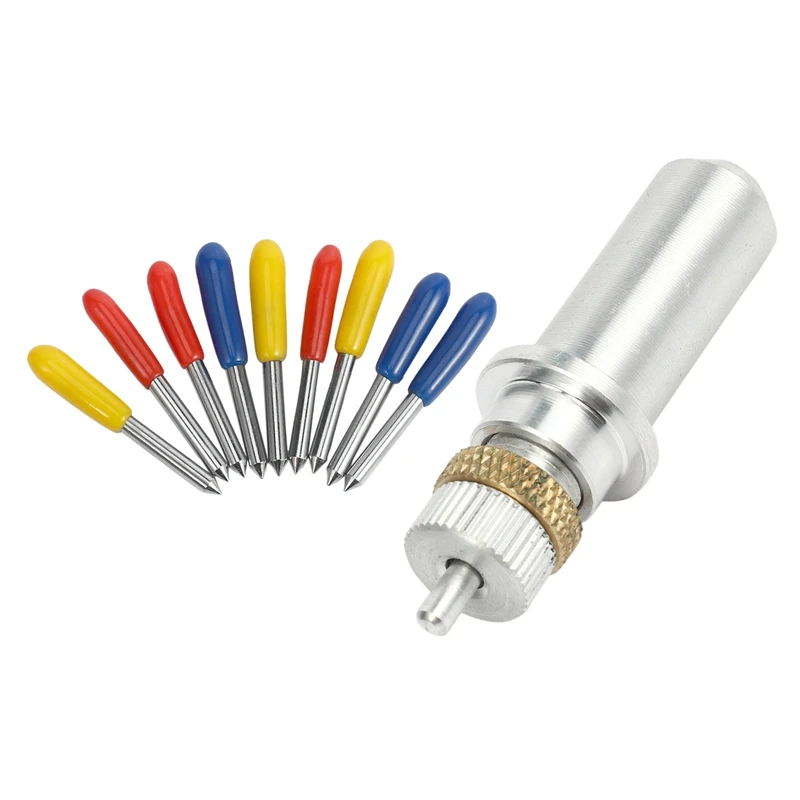 1 шт., режущий плоттер из вольфрамовой стали с 9 лезвиями 30/45/60 градусов, 23x2 мм 
1 шт., режущий плоттер из вольфрамовой стали с 9 лезвиями 30/45/60 градусов, 23x2 мм