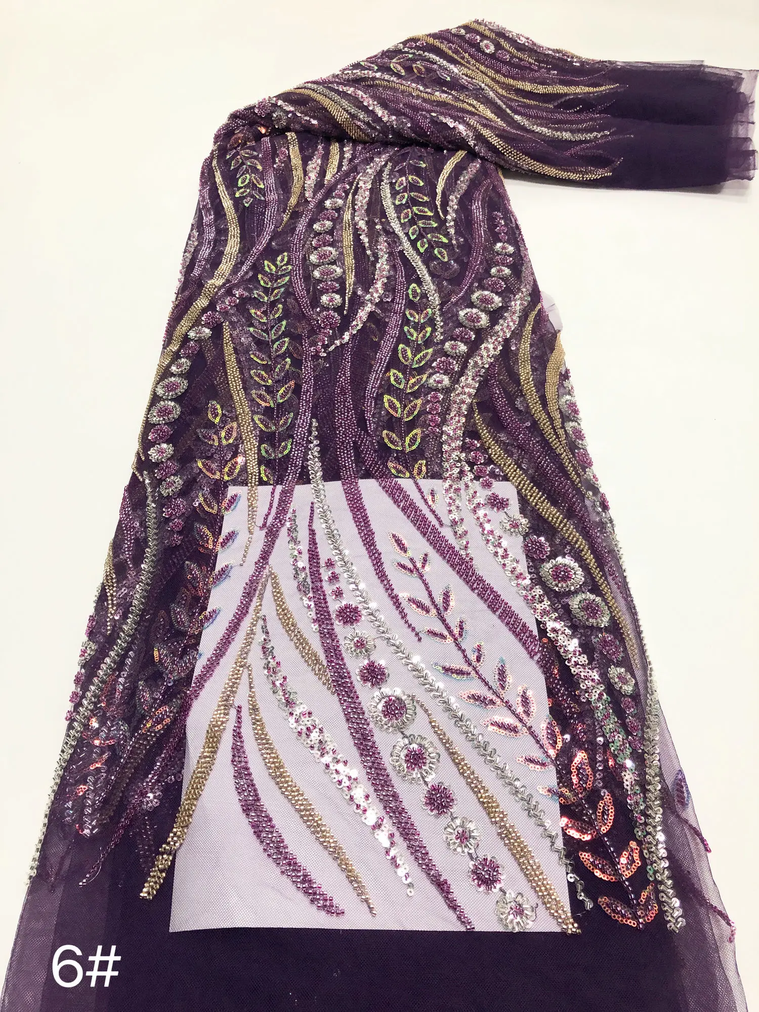 Purple African Sequins Bead Lace Fabric 5 Yards High Quality French Nigerian Groom Lace Fabric For Sewing Dress Wedding Party
Purple African Sequins Bead Lace Fabric 5 Yards High Quality French Nigerian Groom Lace Fabric For Sewing Dress Wedding Party