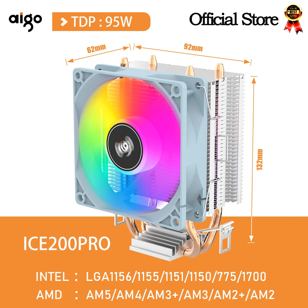 Aigo Air CPU Cooler Cooling Fan Quiet Ventilador 2 Heat Pipes Radiator Intel LGA 1150 1151 1155 1700 775 1200 AMD AM3 AM4 AM5
Aigo Air CPU Cooler Cooling Fan Quiet Ventilador 2 Heat Pipes Radiator Intel LGA 1150 1151 1155 1700 775 1200 AMD AM3 AM4 AM5