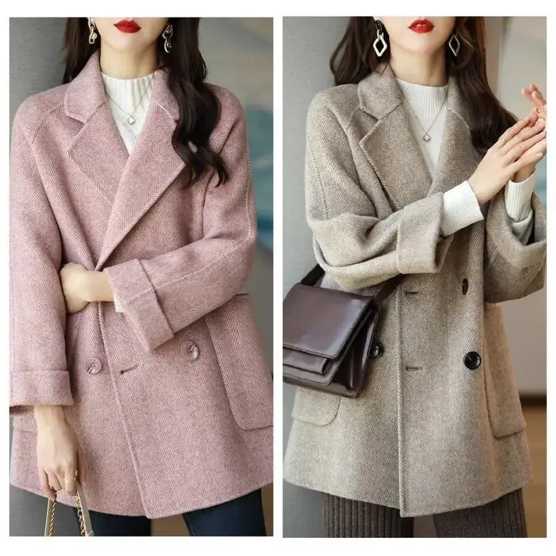 

Женское шерстяное пальто и куртки, Женская осенне-зимняя верхняя одежда, куртка, Женский офисный Тренч в Корейском стиле с длинным рукавом, полупальто