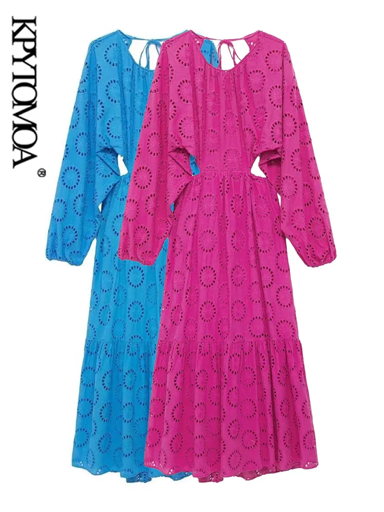 KPYTOMOA Women Fashion With Tied Cutwork Embroidery Midi Dress Vintage Backless Elastic Waist Female Dresses Vestidos Mujer
KPYTOMOA Women Fashion With Tied Cutwork Embroidery Midi Dress Vintage Backless Elastic Waist Female Dresses Vestidos Mujer