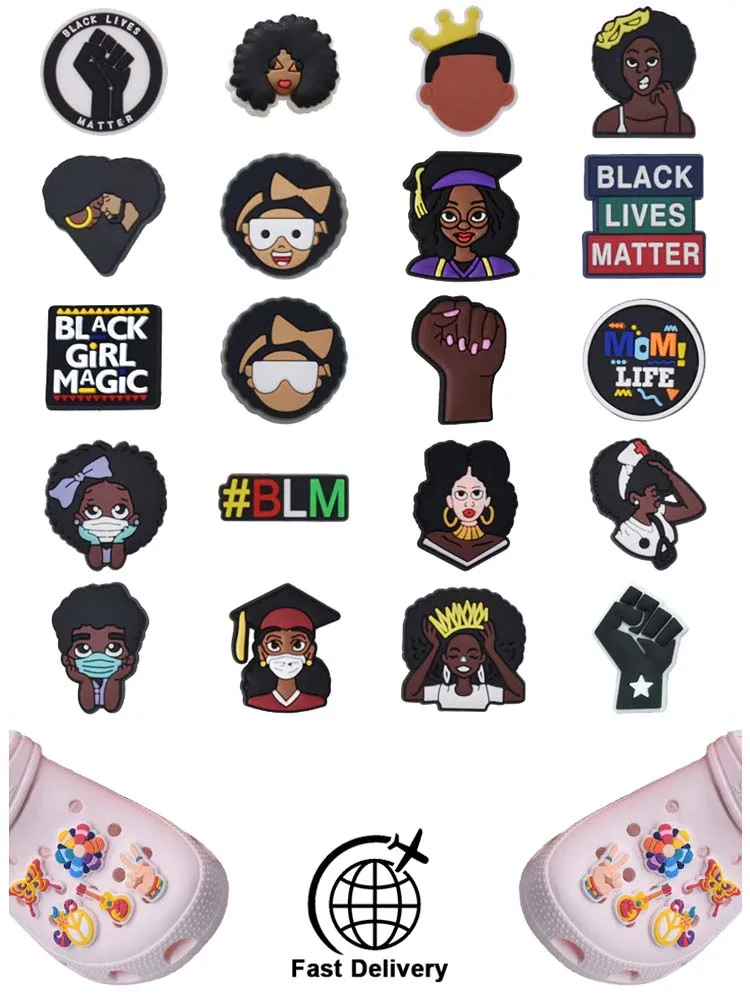 1Pcs PVC Black Girl for Croc Charm DIY Shoes Accessories Badge Women Clogs Buckle Kids Pins Decoration Jean X-mas Gift Wholesale
1Pcs PVC Black Girl for Croc Charm DIY Shoes Accessories Badge Women Clogs Buckle Kids Pins Decoration Jean X-mas Gift Wholesale