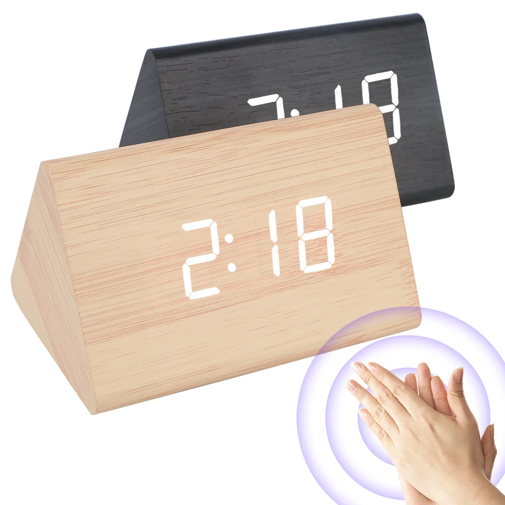 LED Wooden Alarm Clock Temperature Snooze Function Digital Electronic Desktop Clock Battery/USB Charging Creative Voice Control
LED Wooden Alarm Clock Temperature Snooze Function Digital Electronic Desktop Clock Battery/USB Charging Creative Voice Control