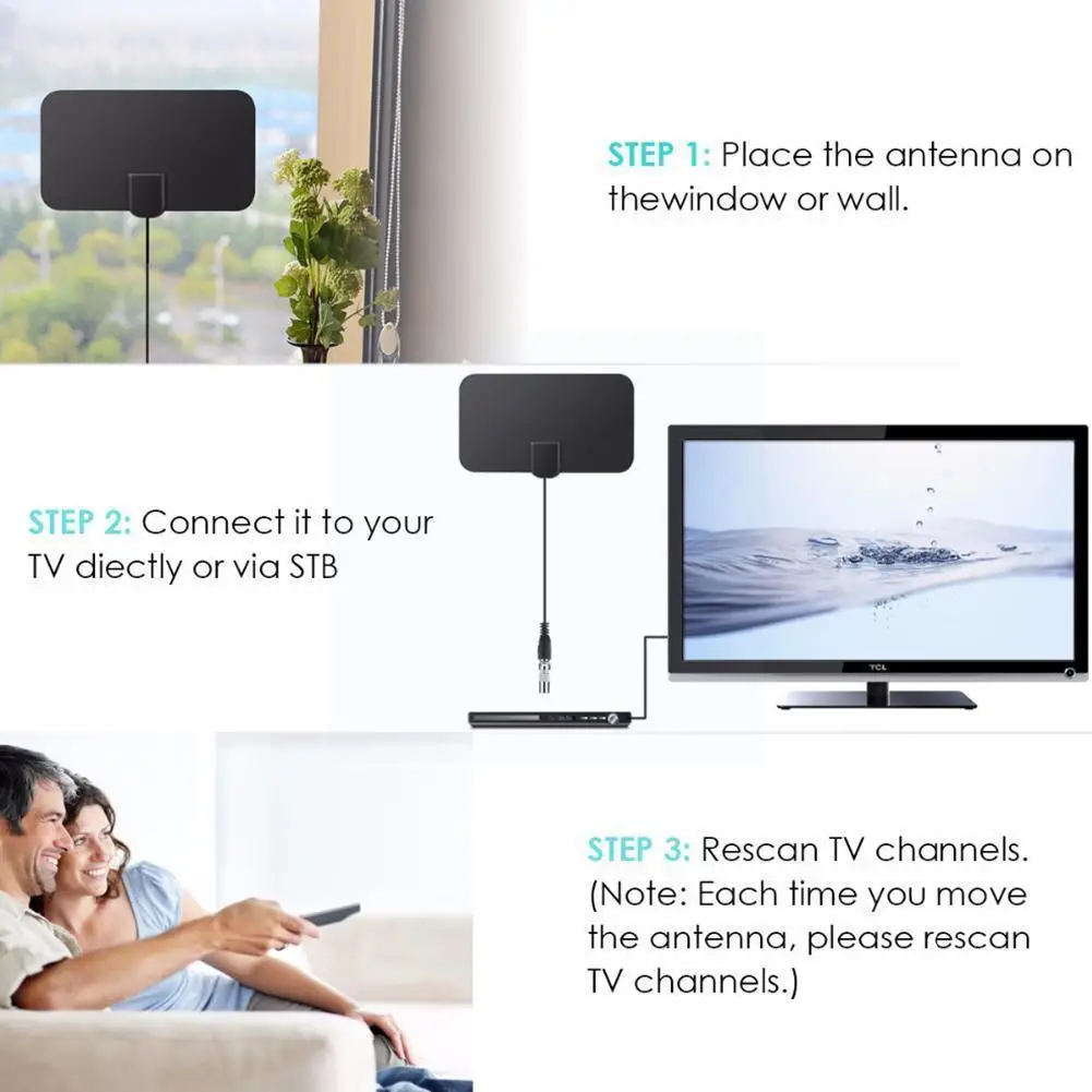 Kebidumei 4k 25db High Gain Tv Dtv Box Digital Tv Antenna 50 Eu Miles Active Booster Aerial Plug Indoor Flat Design V7h5 
Kebidumei 4k 25db High Gain Tv Dtv Box Digital Tv Antenna 50 Eu Miles Active Booster Aerial Plug Indoor Flat Design V7h5