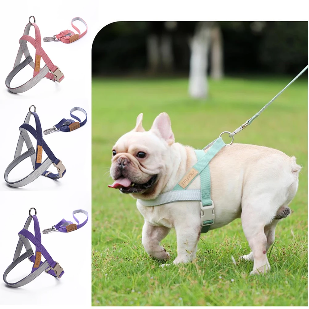 

Dog Harness Leash Set Adjustable Pet Walking Training Vest For Medium Small Dogs No Pull Puppy Kitten Chest Strap Traction Rope