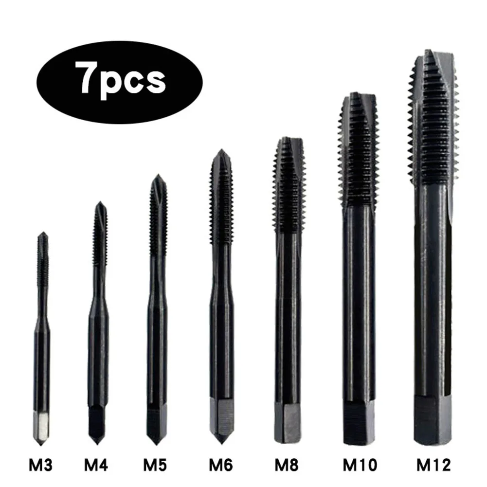 7pcs/set M3-M12 Tap High Speed Steel Black Nitriding Straight Groove Tap Drill For Metal Wood Through-hole Tapping Hand Tool
7pcs/set M3-M12 Tap High Speed Steel Black Nitriding Straight Groove Tap Drill For Metal Wood Through-hole Tapping Hand Tool