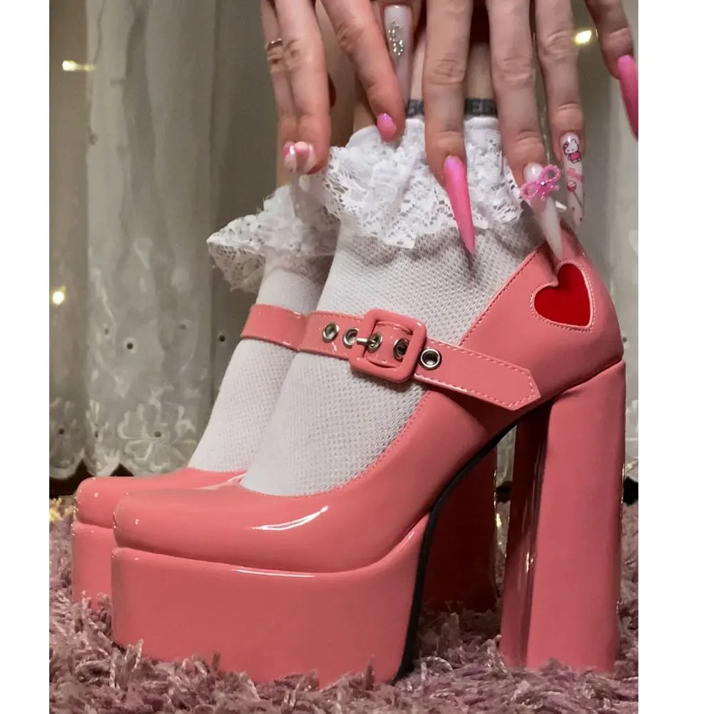 Designer Heart Love Marry Janes Pumps For Women Super High Heels Shoes Chunky Platform White Black Pink Party Cute Women's Shoes
Designer Heart Love Marry Janes Pumps For Women Super High Heels Shoes Chunky Platform White Black Pink Party Cute Women's Shoes