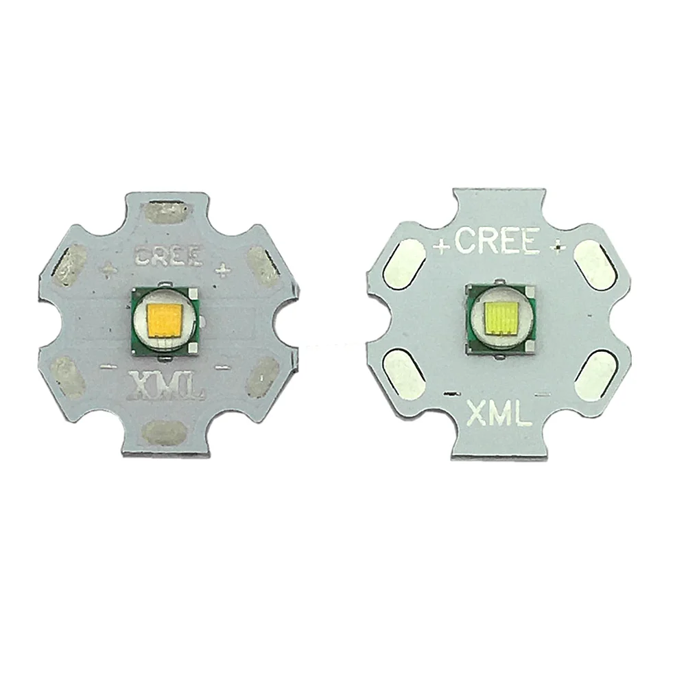 

5 PCS XML XM-L1 T6 LED U2 10W WHITE High Power LED Emitter with 12mm 14mm 16mm 20mm PCB for DIY Flash Light LED Headlamp