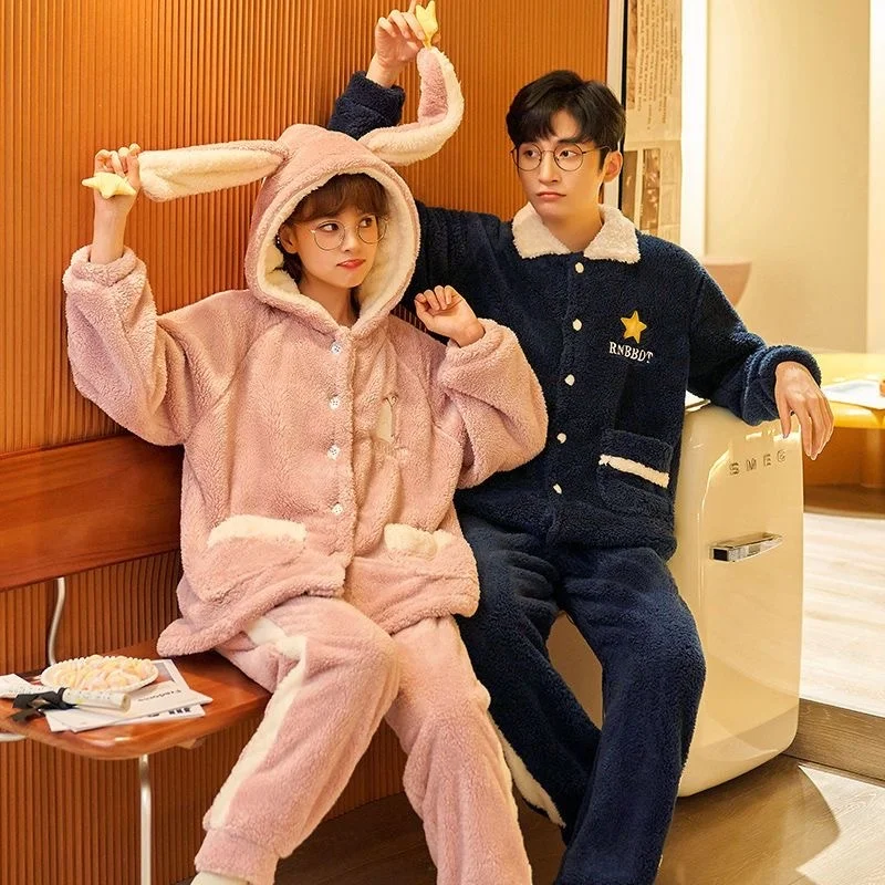 Autumn Winter Warm Flannel Zipper Couple Pajamas Set Women Sleepwear Family Pijama Lover Homewear Cloth Women Casual Men Pyjamas
Autumn Winter Warm Flannel Zipper Couple Pajamas Set Women Sleepwear Family Pijama Lover Homewear Cloth Women Casual Men Pyjamas