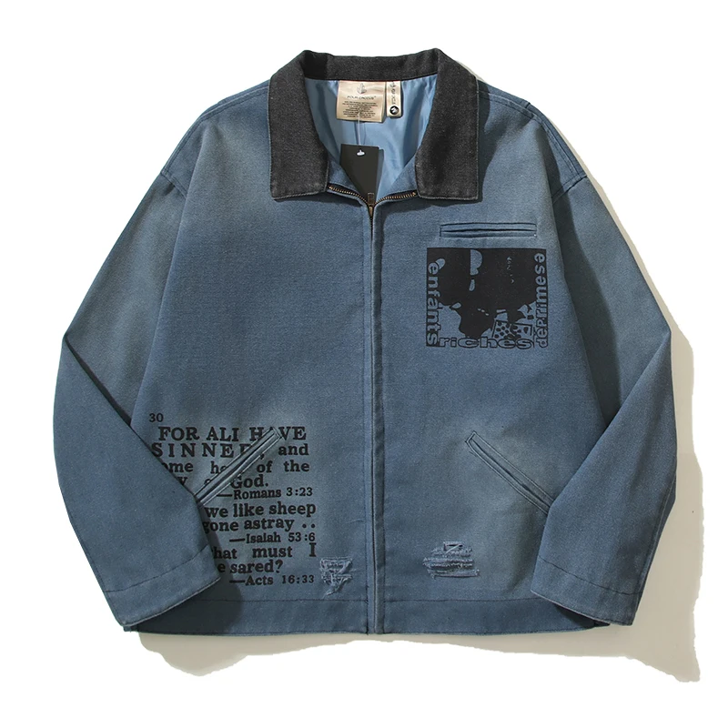 Lapel Dyed Worn-out Printed Relaxed Cargo Jackets Coats Vintage Oversized Blue Jean Jacket Denim Ripped Mens Washed Clothes
Lapel Dyed Worn-out Printed Relaxed Cargo Jackets Coats Vintage Oversized Blue Jean Jacket Denim Ripped Mens Washed Clothes
