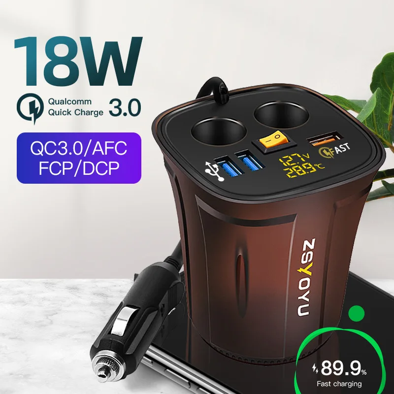 USB Cup Holder Car Charger Adapter Cigarette Lighter Voltmeter QC3.0 Car Charger Cigarette Lighter Splitter 12V/24V Output
USB Cup Holder Car Charger Adapter Cigarette Lighter Voltmeter QC3.0 Car Charger Cigarette Lighter Splitter 12V/24V Output