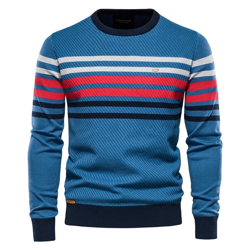 New Spot Striped Color Contrast Men's Casual Sweater Us Size Personality Trend Knitted Bottoming Shirt
New Spot Striped Color Contrast Men's Casual Sweater Us Size Personality Trend Knitted Bottoming Shirt