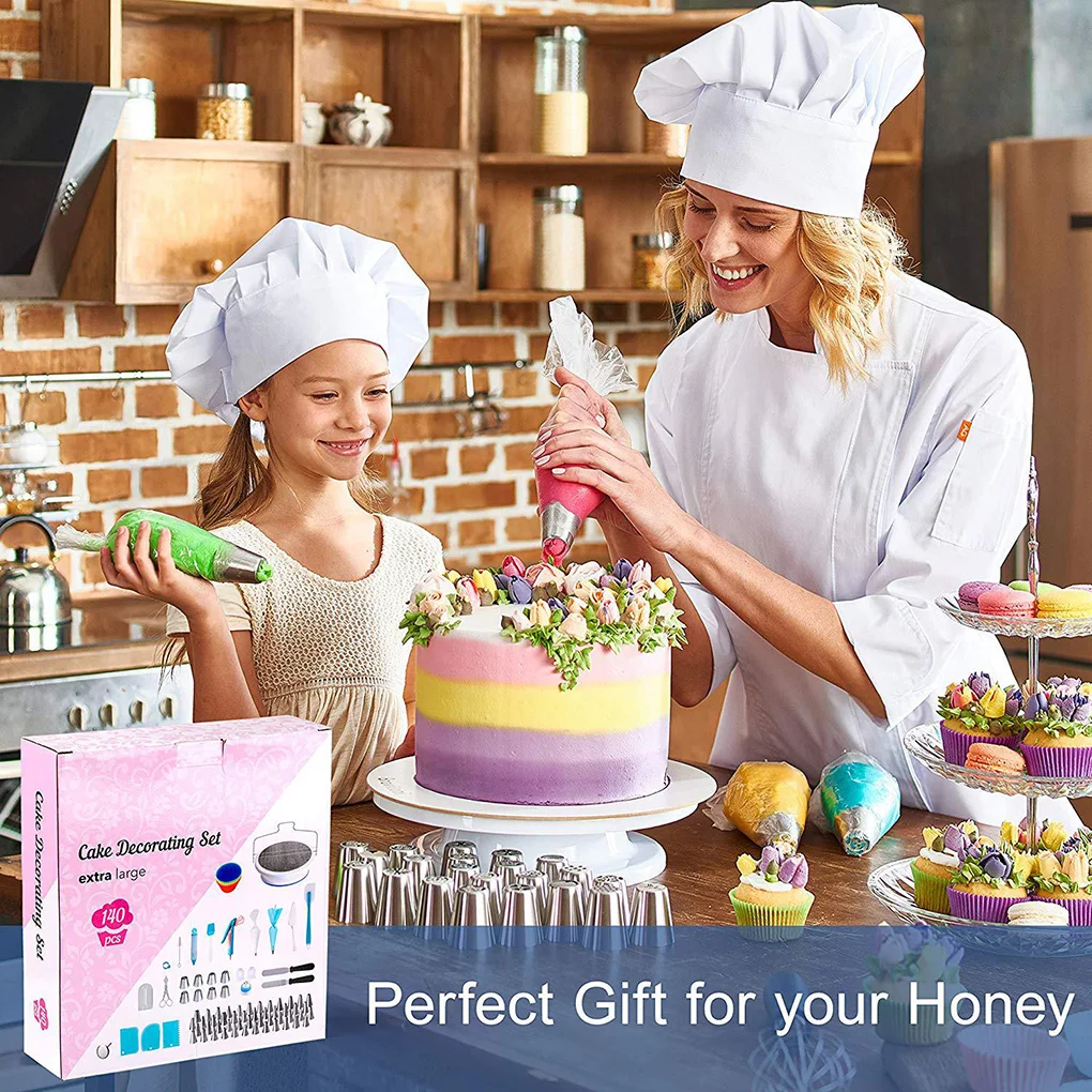 140 Pack Cake Decorating Kit Practical Combination Turntable Anti-skid Base Professional Baking Kits for Beginners Professionals
140 Pack Cake Decorating Kit Practical Combination Turntable Anti-skid Base Professional Baking Kits for Beginners Professionals