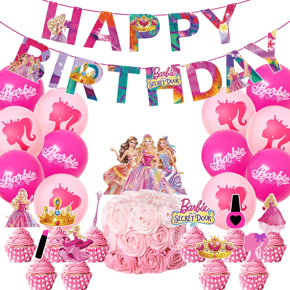 JOLLYBOOM Princess Barbie Theme Birthday Party Decoration Pink Balloons Banner Cake Toppers for Girls Birthday Party Supplies
JOLLYBOOM Princess Barbie Theme Birthday Party Decoration Pink Balloons Banner Cake Toppers for Girls Birthday Party Supplies