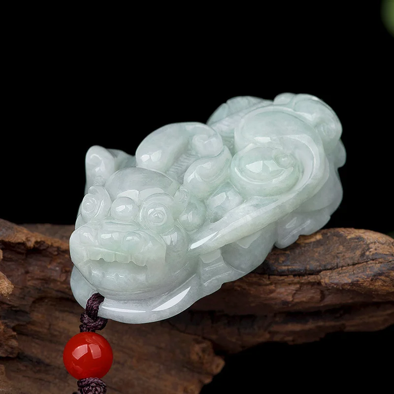 

Hot Selling Natural Hand-carve Jade Lucky Pixiu Ice Species Necklace Pendant Fashion Jewelry Men Women Luck Gifts Amulet