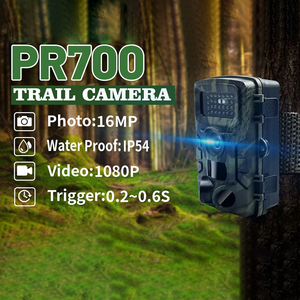 PR700 Trail Camera 16MP 1080P with Night Vision Motion Activated 0.2s Trigger Speed Waterproof Outdoor Wildlife Camera Monitor
PR700 Trail Camera 16MP 1080P with Night Vision Motion Activated 0.2s Trigger Speed Waterproof Outdoor Wildlife Camera Monitor