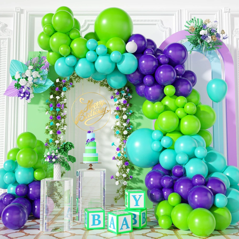

96 шт., зеленые, фиолетовые, синие, латексные, обнаженные воздушные шары, гирлянда для украшения на день рождения, свадьбу, детский праздник