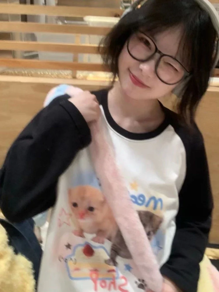 Kawaii Cute Star Cat Print O Neck Hoodies Spring Y2k Patchwork Women Long Sleeve Tops Japanese Sweet Contrast Color Sweatshirts
Kawaii Cute Star Cat Print O Neck Hoodies Spring Y2k Patchwork Women Long Sleeve Tops Japanese Sweet Contrast Color Sweatshirts