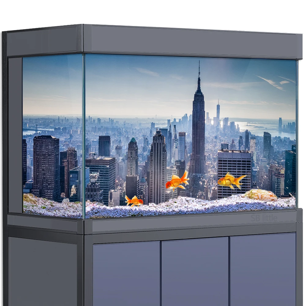 

Aquarium Background Sticker Decoration for Fish Tanks, New York City Buildings HD 3D Poster 5-55 Gallon Reptile Habitat