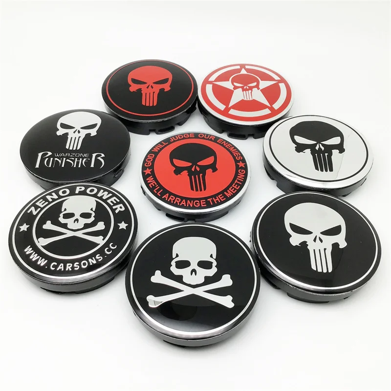 

4pcs 56mm For Punisher Skull Wheel Center Cap Hubcaps Car Styling Rims Replacement Hub Cover Emblem Badge Auto Accessories