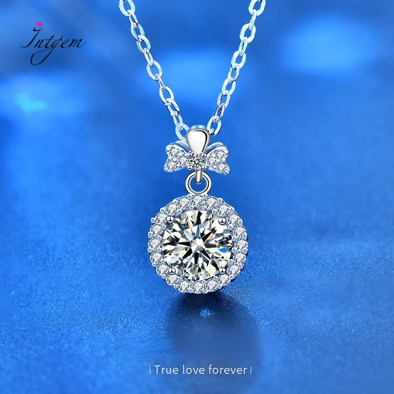 Женское ожерелье из серебра 925 пробы, с муассанитом 
Женское ожерелье из серебра 925 пробы, с муассанитом