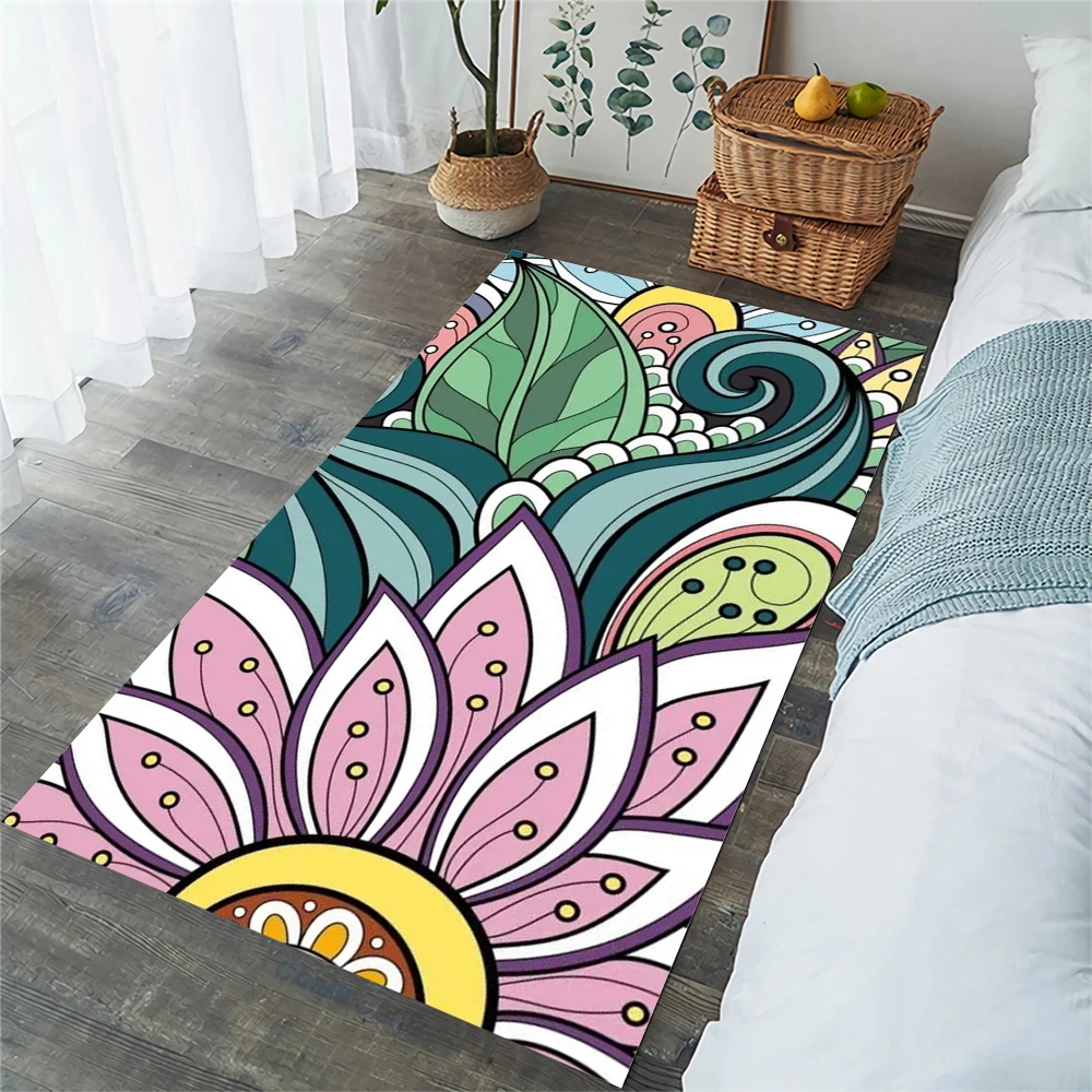 

CLOOCL Retro Mandala Floor Rugs Flannel 3D Graphic Floral Seamless Pattern Area Rug Carpets for Living Room Non-slip Kitchen Mat