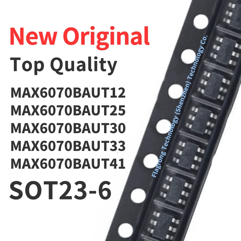 10 Pie MAX6070BAUT12 MAX6070BAUT25 MAX6070BAUT30 MAX6070BAUT33 MAX6070BAUT41 Silkscreen ACSP/ACPM/ACPO/PCPQ/ACPS SOT23-6 Chip IC
10 Pie MAX6070BAUT12 MAX6070BAUT25 MAX6070BAUT30 MAX6070BAUT33 MAX6070BAUT41 Silkscreen ACSP/ACPM/ACPO/PCPQ/ACPS SOT23-6 Chip IC