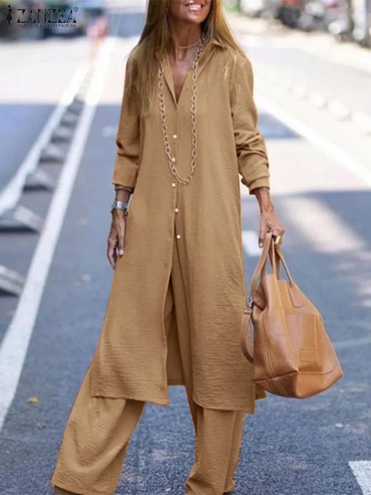 ZANZEA 2022 Autumn Long Sleeves Pant Sets Fashion Women 2 PCS Holiday Long Shirts and Trousers Outfits Loose Matching Sets Femme
ZANZEA 2022 Autumn Long Sleeves Pant Sets Fashion Women 2 PCS Holiday Long Shirts and Trousers Outfits Loose Matching Sets Femme