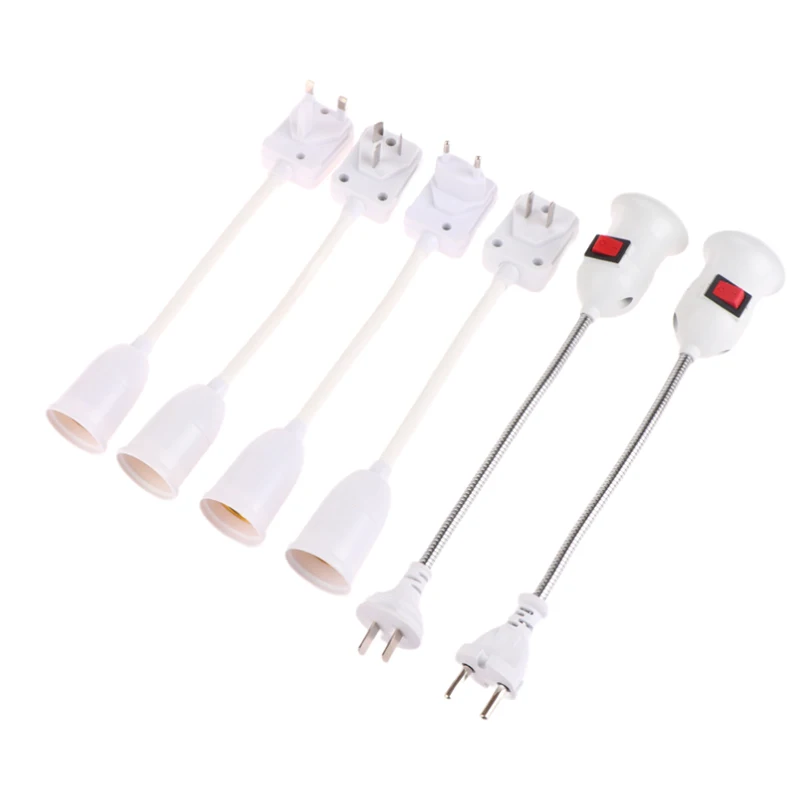 White Stainless Steel E27 Bulb Socket Base Lamp Holder LED Light Adaptor With On/Off Switch Flexible Extension EU/US Standard
White Stainless Steel E27 Bulb Socket Base Lamp Holder LED Light Adaptor With On/Off Switch Flexible Extension EU/US Standard