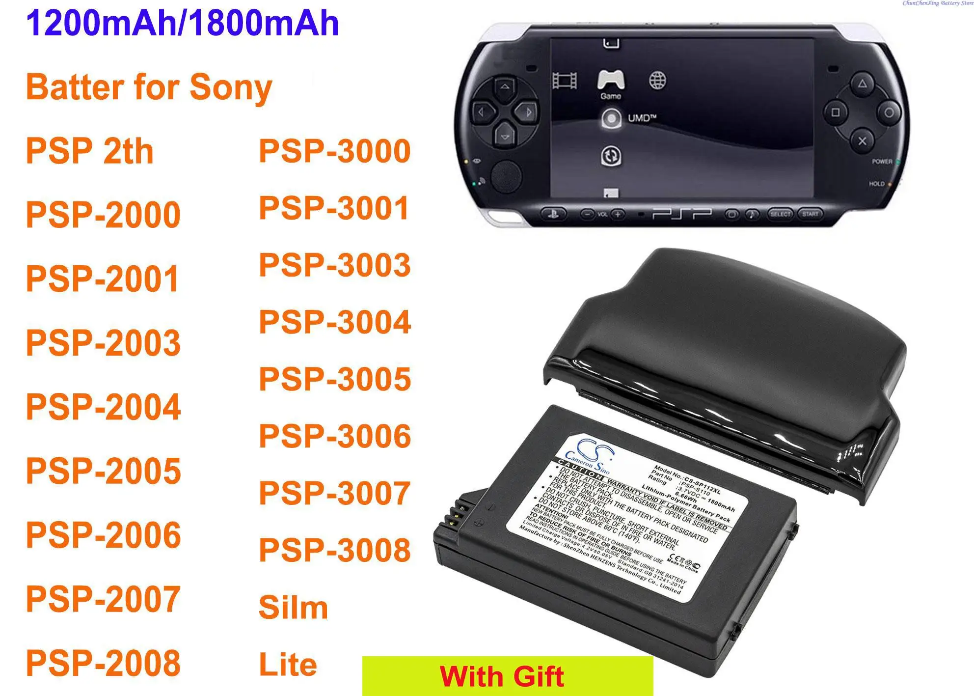 

Cameron Sino 1200mAh/1800mAh Battery PSP-S110 for Sony Lite, PSP 2th, PSP-2000, PSP-3000, PSP-3004, Silm, PSP-3001, PSP-3008