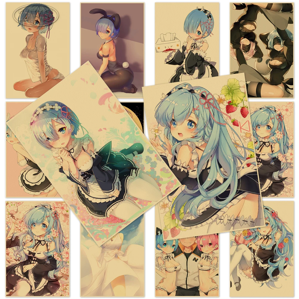 Постер Rem Ram, картина из крафт-бумаги «Re:Zero», настенное изображение, печать японского аниме, винтажные картины, декор для гостиной, рождествен... 
Постер Rem Ram, картина из крафт-бумаги «Re:Zero», настенное изображение, печать японского аниме, винтажные картины, декор для гостиной, рождествен...