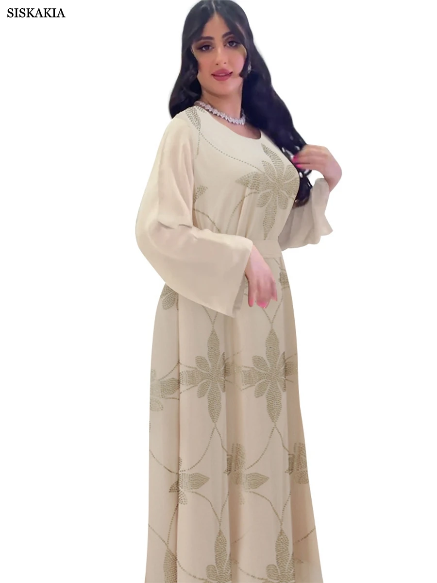 Siskakia, шифоновое платье для Africano Mujer, Дубай, Исламская одежда, модное блестящее мусульманское платье с длинными рукавами и поясом Jalabiyat
Siskakia, шифоновое платье для Africano Mujer, Дубай, Исламская одежда, модное блестящее мусульманское платье с длинными рукавами и поясом Jalabiyat