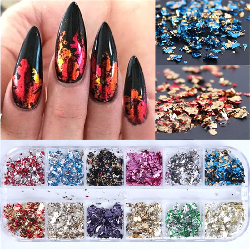 2022 New 12 Color Gold Foils Gorgeous Nails Glitter Aluminum Flakes Paillette Chip Nail Design New Year Nail Art Decoration 
2022 New 12 Color Gold Foils Gorgeous Nails Glitter Aluminum Flakes Paillette Chip Nail Design New Year Nail Art Decoration