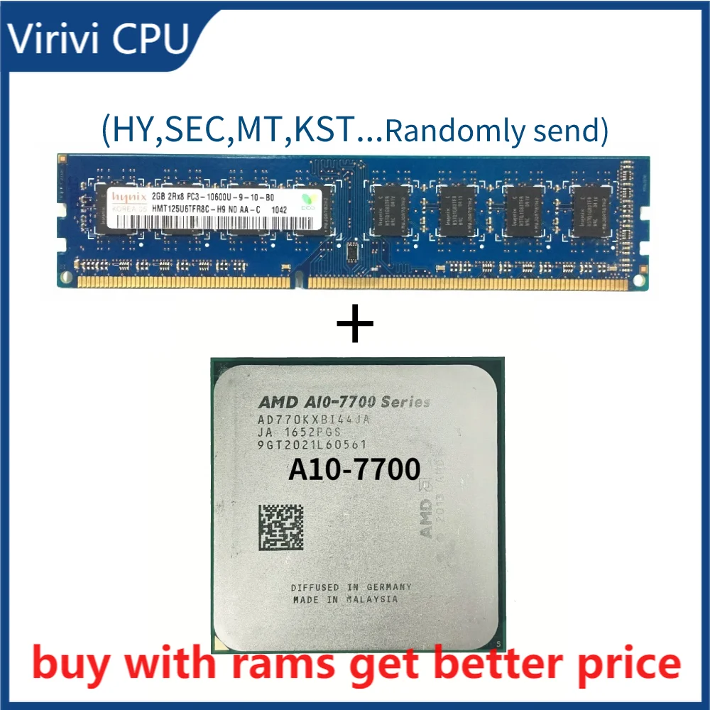 DDR3 2G 1333Mhz with A10-Series A10 7700K 7700 3.4 GHz Quad-Core CPU Processor AD770KXBI44JA Socket FM2+
DDR3 2G 1333Mhz with A10-Series A10 7700K 7700 3.4 GHz Quad-Core CPU Processor AD770KXBI44JA Socket FM2+