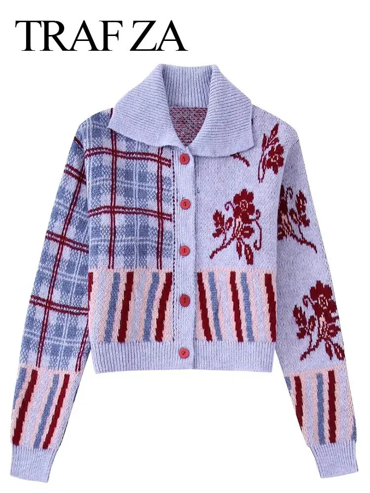 TRAF ZA Fashion Women's Long Sleeve Lapel Button Jacquard Knit Cardigan Sweater Autumn Female Casual Vintage Cardigans Tops
TRAF ZA Fashion Women's Long Sleeve Lapel Button Jacquard Knit Cardigan Sweater Autumn Female Casual Vintage Cardigans Tops