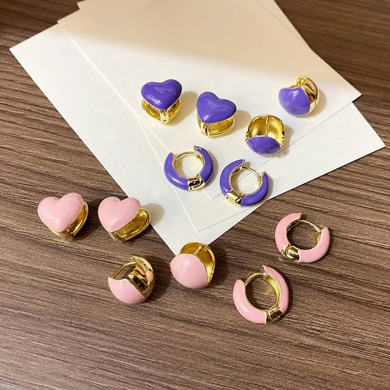 Korean Stud Earrings Pink Purple Love Heart Circle Ball Simple Fashion Brincos
Korean Stud Earrings Pink Purple Love Heart Circle Ball Simple Fashion Brincos