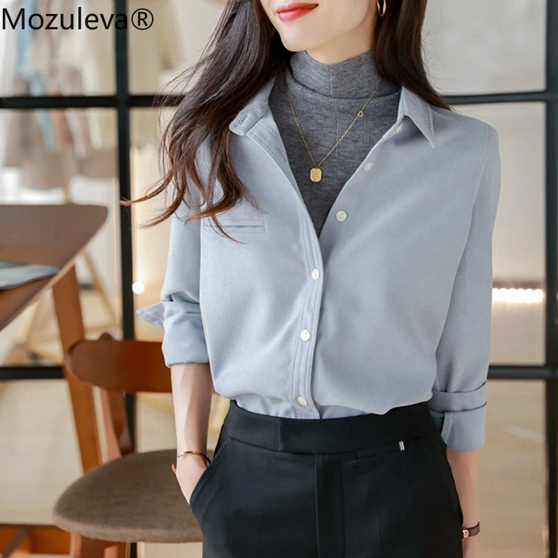Mozuleva Casual Chic Turn-down Collar Women Blouse 2022 Spring Ladies Tops Long Sleeve Single-breasted Loose Thick Female Shirts
Mozuleva Casual Chic Turn-down Collar Women Blouse 2022 Spring Ladies Tops Long Sleeve Single-breasted Loose Thick Female Shirts