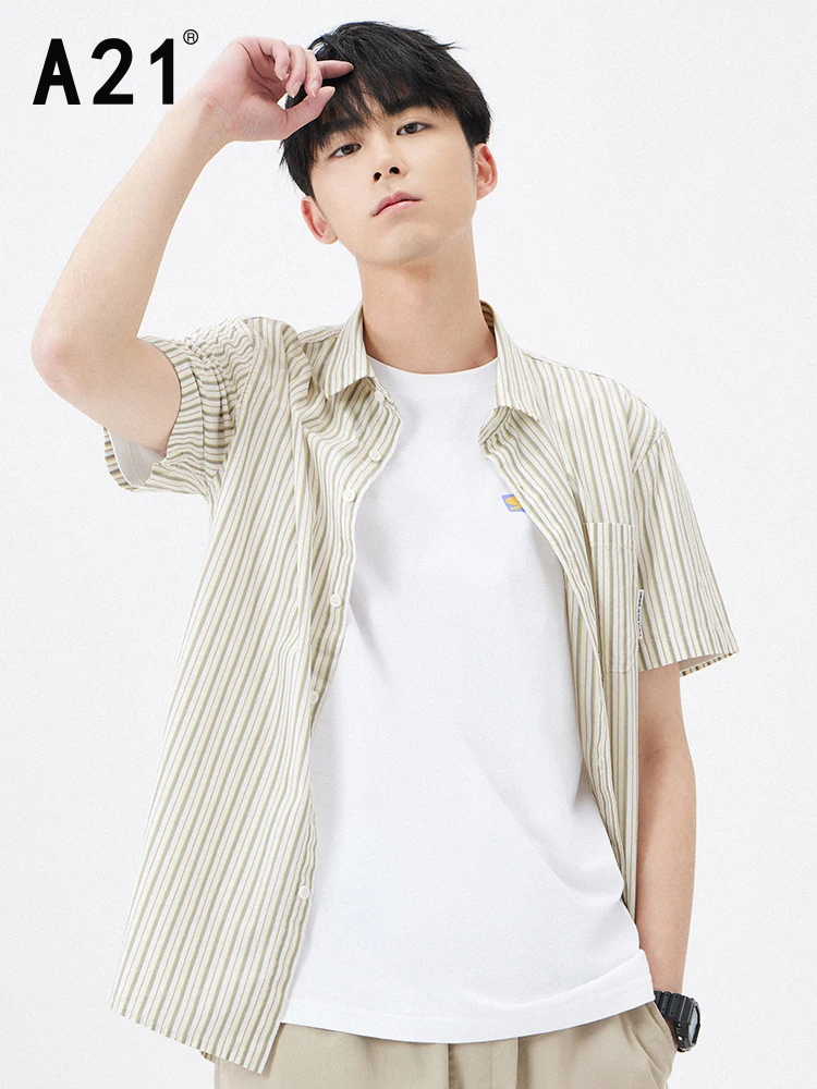 A21 Men Simple Short Sleeves Vertical Striped Shirts 2022 Summer New Male Fashion Casual Turn-down Collar 100% Cotton Shirts
A21 Men Simple Short Sleeves Vertical Striped Shirts 2022 Summer New Male Fashion Casual Turn-down Collar 100% Cotton Shirts