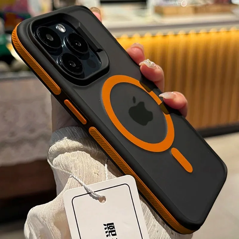 Магнитный бампер противоскользящий полупрозрачный чехол для iPhone 16 15 14 13 12 11 Pro Max