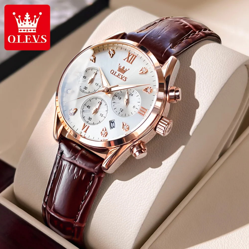 OLEVS 5523 Fashion Waterproof Women Wristwatch Multi-function Three-eye Quartz PU Strap Watches for Women Luminous Chronograph
OLEVS 5523 Fashion Waterproof Women Wristwatch Multi-function Three-eye Quartz PU Strap Watches for Women Luminous Chronograph