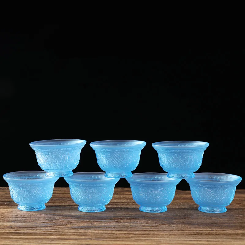 8.4*5.1cm Resin Quality Sky Blue 7pscs/Set Eight Auspicious Symbol Treasured Decorate Lotus Base Home/Office Putting Bowls/Cups
8.4*5.1cm Resin Quality Sky Blue 7pscs/Set Eight Auspicious Symbol Treasured Decorate Lotus Base Home/Office Putting Bowls/Cups