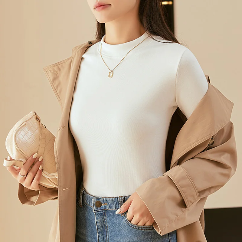 

Флисовые утепленные Повседневные пуловеры с круглым вырезом термальный джемпер базовые однотонные облегающие топы корейский стиль элегантная женская мода