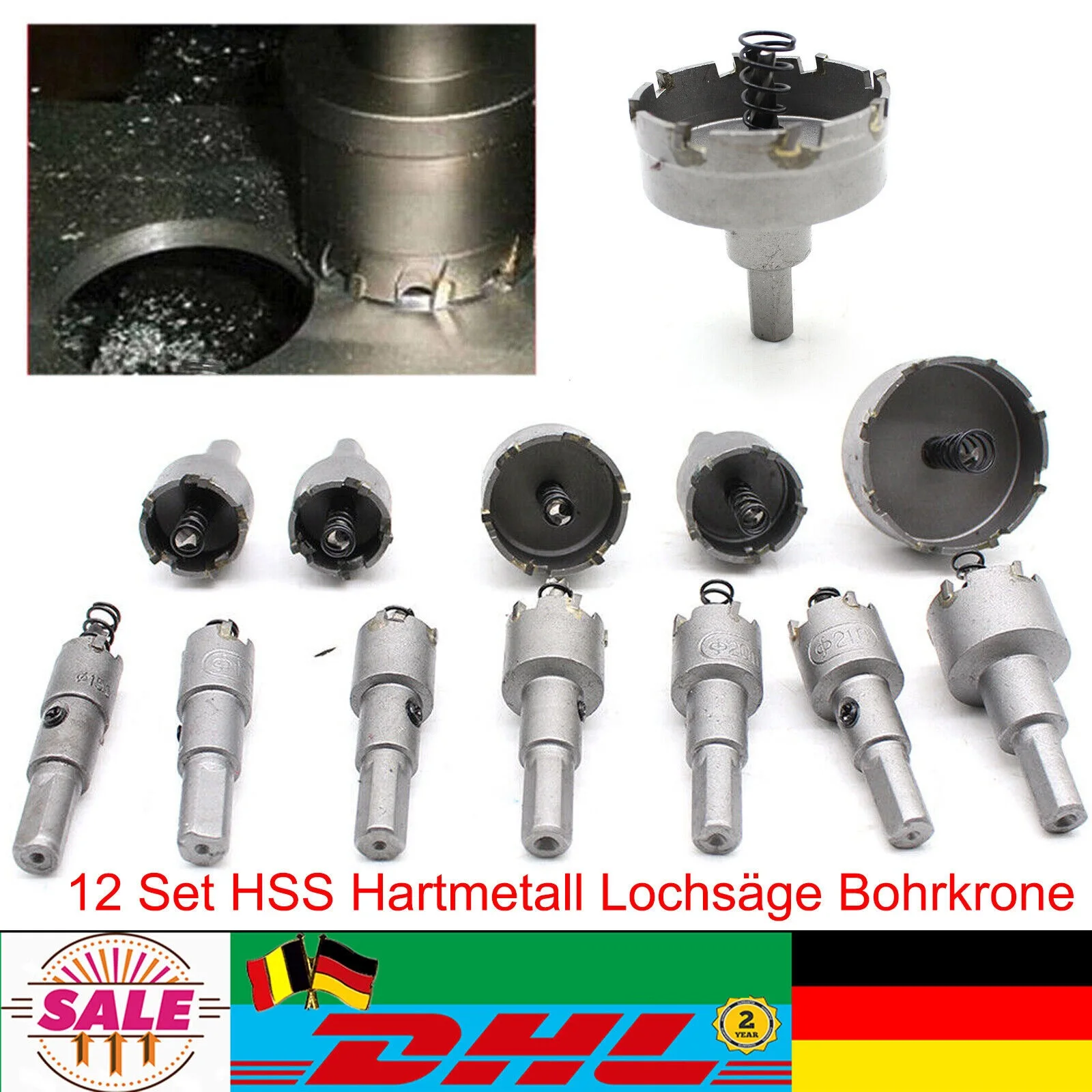 12 Set HSS Carbide Hole Saw Drill Bit Circle Cutter Core Drill 15mm-50mm Twist Drills Metal
12 Set HSS Carbide Hole Saw Drill Bit Circle Cutter Core Drill 15mm-50mm Twist Drills Metal