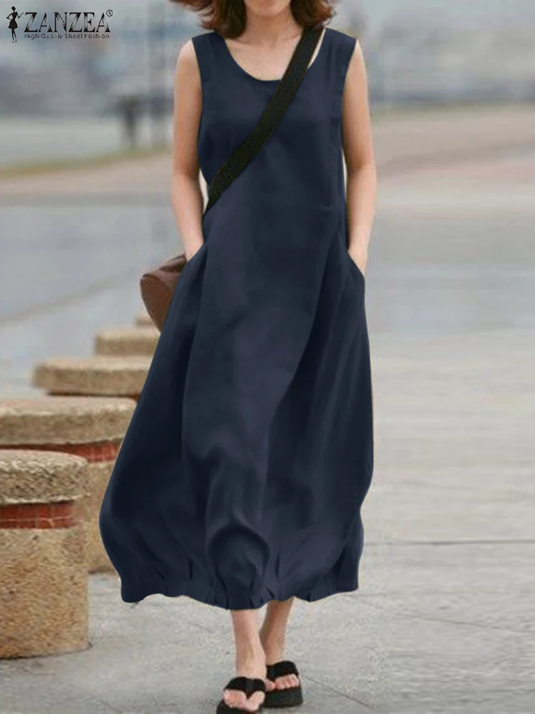 ZANZEA Bohemian Elegant Casual Holiday Beach Loose Sundress 2022 Women Summer Solid Color Dress Sleeveless O-Neck Cotton Dresses
ZANZEA Bohemian Elegant Casual Holiday Beach Loose Sundress 2022 Women Summer Solid Color Dress Sleeveless O-Neck Cotton Dresses