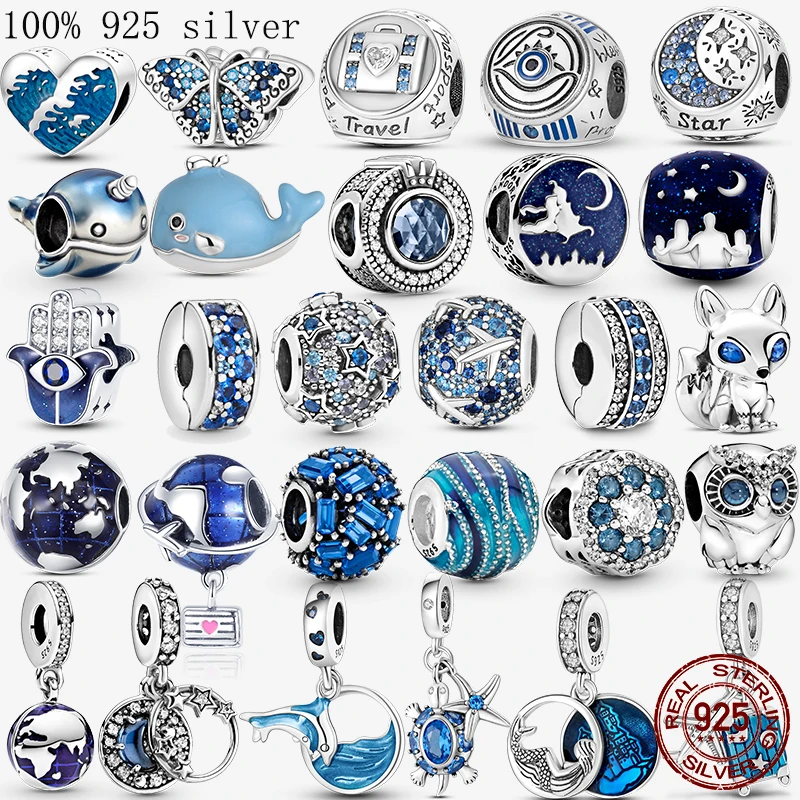 925 Sterling Silver Blue series moon Plane Space series Glass Beads Clip Charm Fit Original Pandora Bracelet Bangle Jewelry Gift
925 Sterling Silver Blue series moon Plane Space series Glass Beads Clip Charm Fit Original Pandora Bracelet Bangle Jewelry Gift