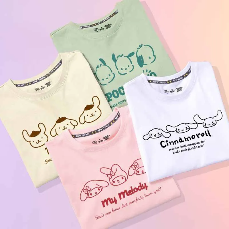 Футболка с принтом My Melody Cinnamoroll Kuromi понравико пуриновая собака кавайная мультяшная футболка с коротким рукавом летняя модная повседневная женская одежда 
Футболка с принтом My Melody Cinnamoroll Kuromi понравико пуриновая собака кавайная мультяшная футболка с коротким рукавом летняя модная повседневная женская одежда