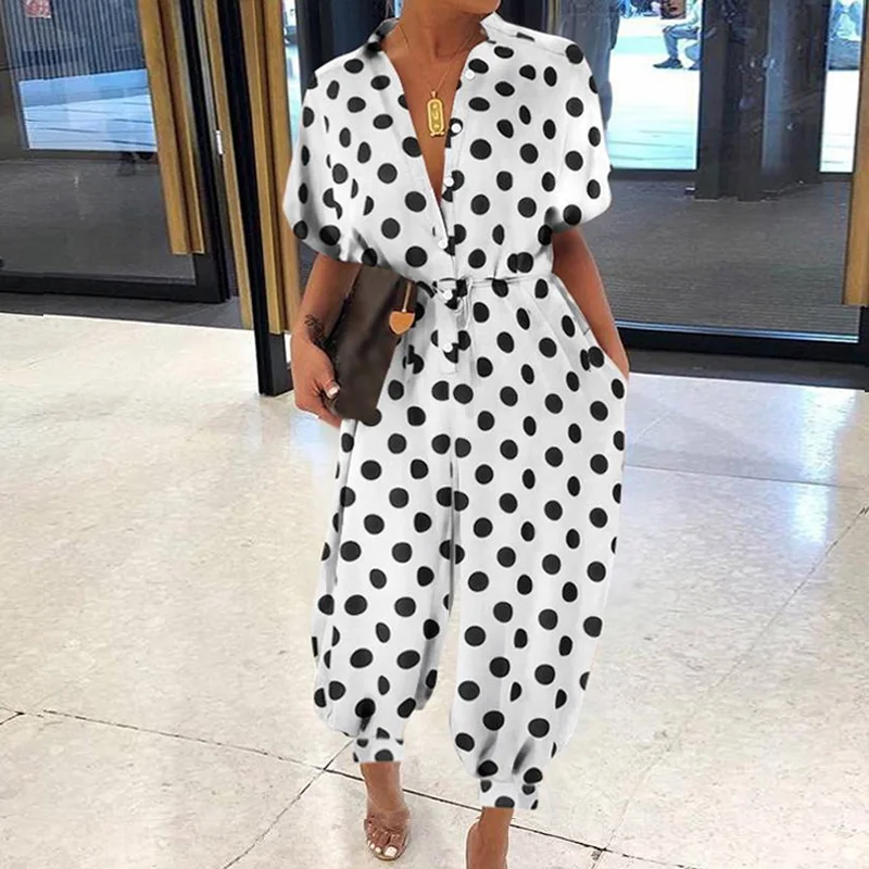 Summer Women Retro Leopard Print Button Jumpsuit Summer V Neck Short Sleeve Playsuit Elegant Office Lady Rompers Beach Pockets
Summer Women Retro Leopard Print Button Jumpsuit Summer V Neck Short Sleeve Playsuit Elegant Office Lady Rompers Beach Pockets