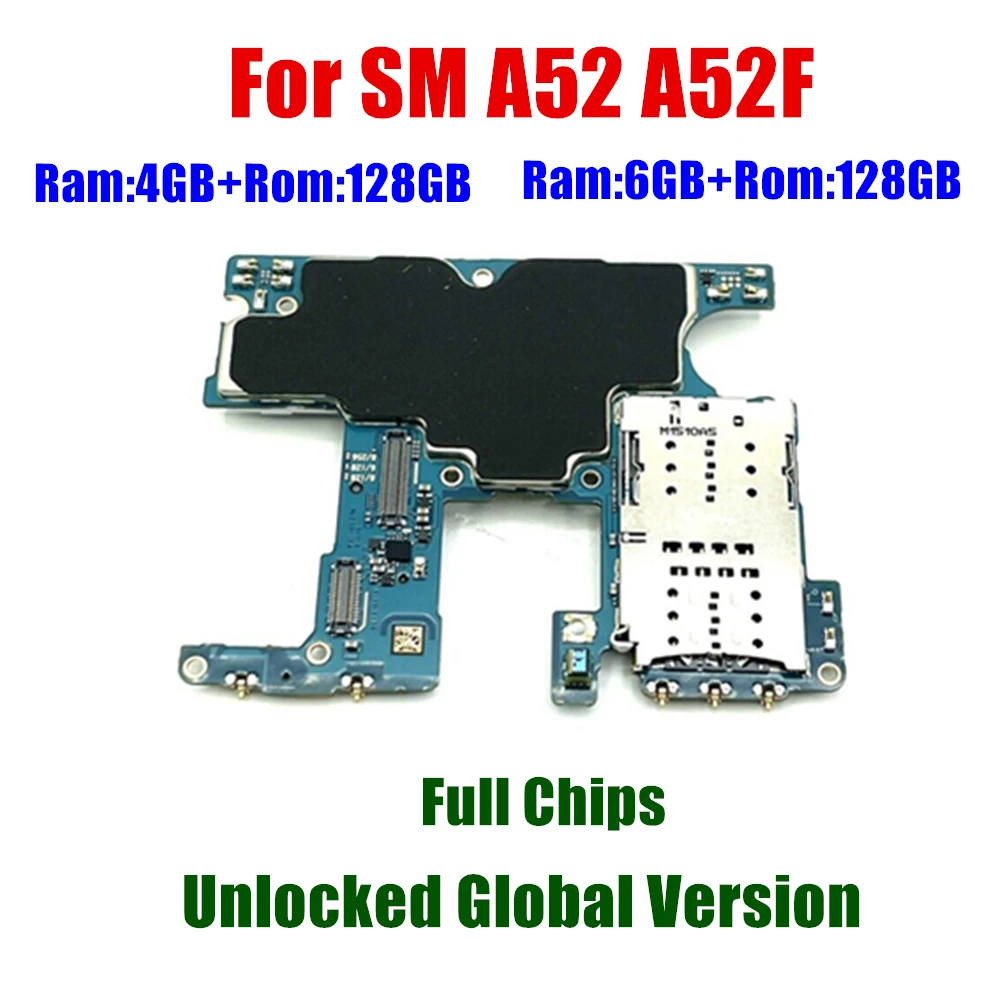 Материнская плата для Samsung Galaxy A52 A525F, разблокированная материнская плата с системой Android, материнская плата с полными чипами
Материнская плата для Samsung Galaxy A52 A525F, разблокированная материнская плата с системой Android, материнская плата с полными чипами
