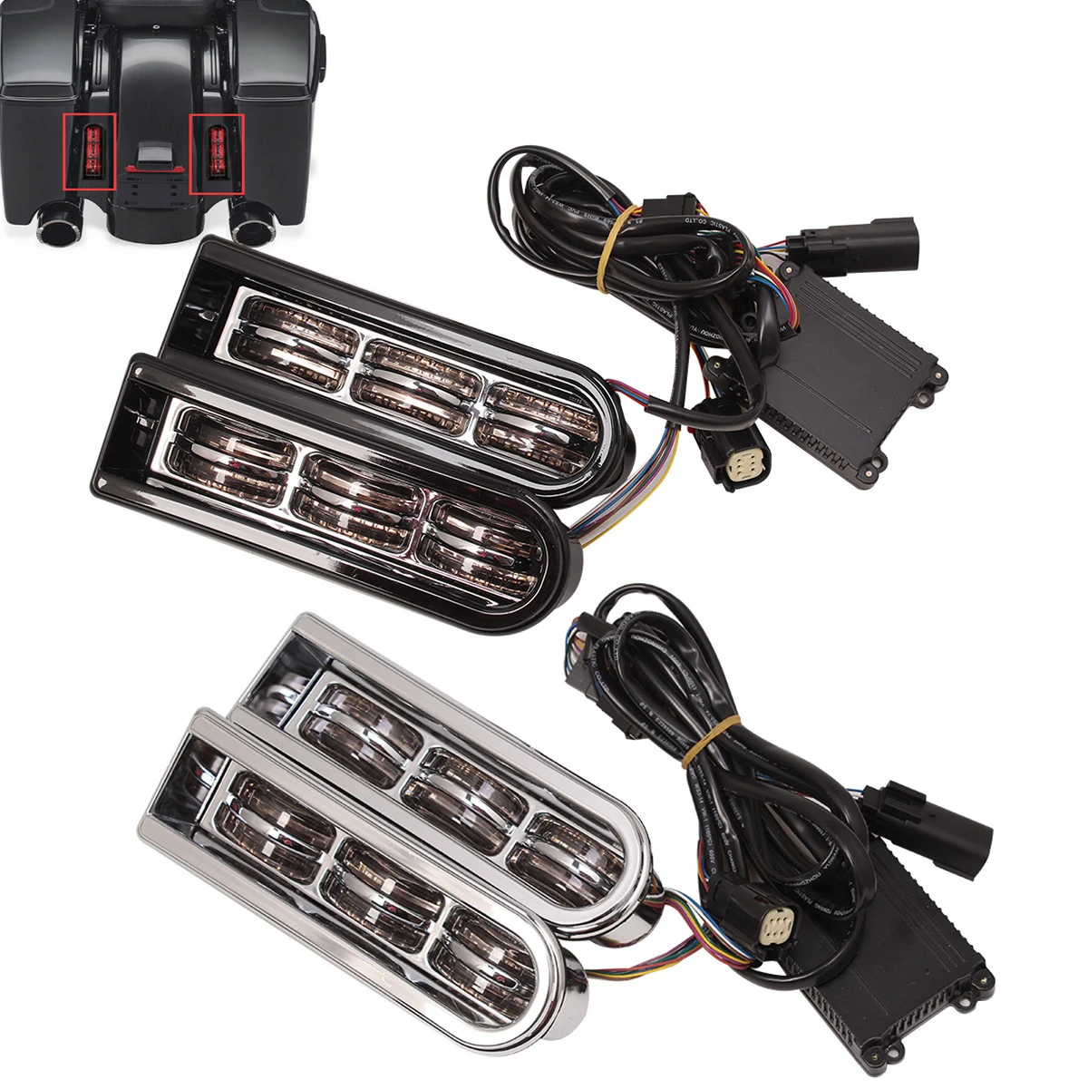 

Motorcycle Accent Saddlebag Filler Inserts Support LED Lights For Harley Touring Road Electra Glide CVO Limited FLHTKSE 2014-Up