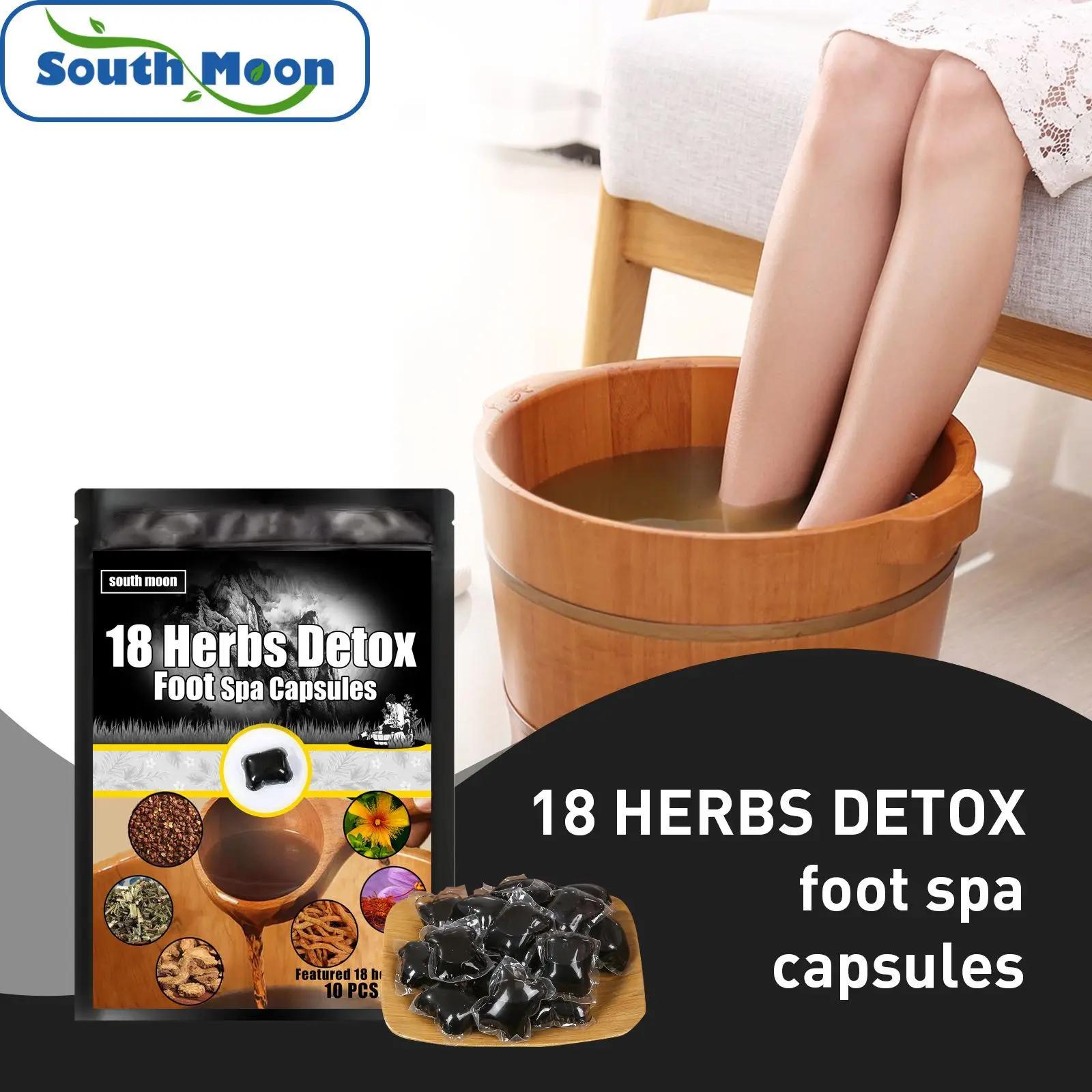South Moon Detox Foot Soak Capsule Portable Foot Massage Wormwood Foot Bath Bag Health Care Natural Herbal Spa Foot Bath Oil
South Moon Detox Foot Soak Capsule Portable Foot Massage Wormwood Foot Bath Bag Health Care Natural Herbal Spa Foot Bath Oil